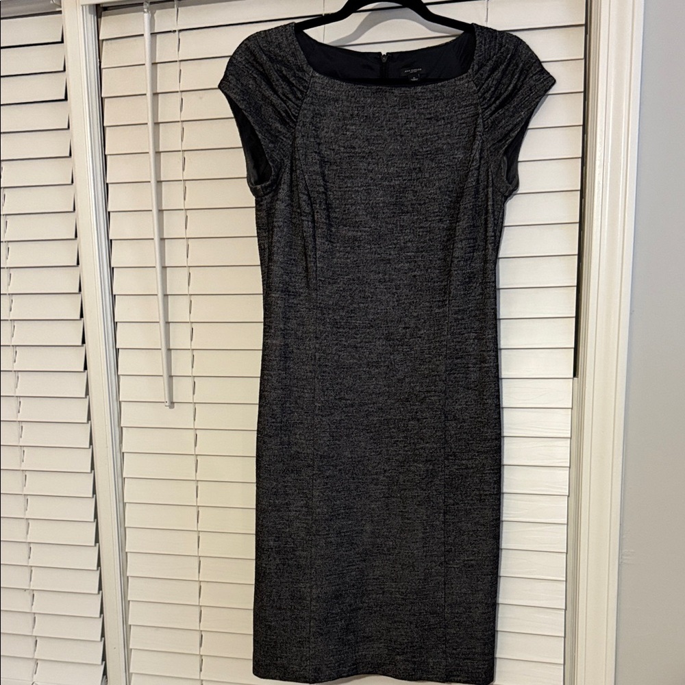 Ann Taylor Heather Gray Cap Sleeve Midi Dress